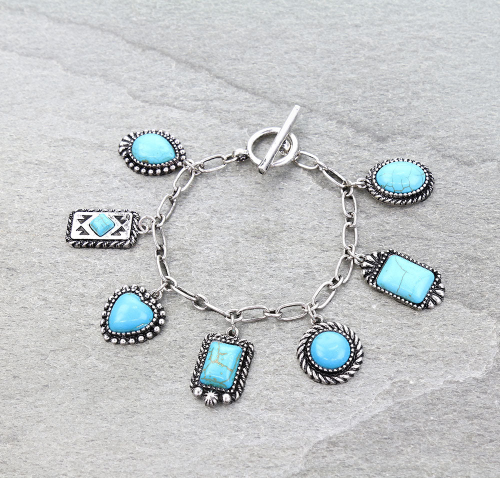 Hillin Shapely Turquoise Charm Bracelet