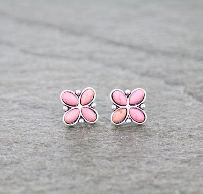 pink flower earrings