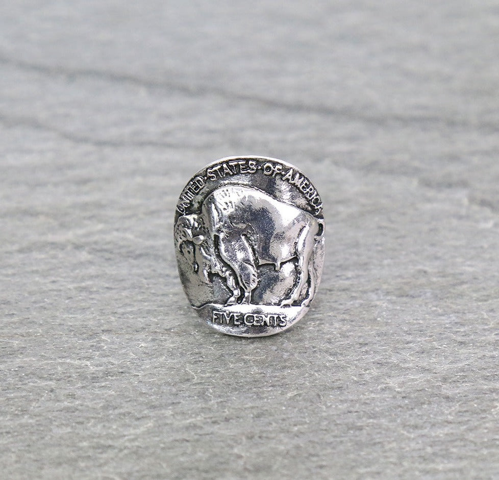 Norman Fashion Curved Buffalo Coin Ring