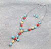 Quarry Multi Stone & Shape Y Necklace With Cross - 24"