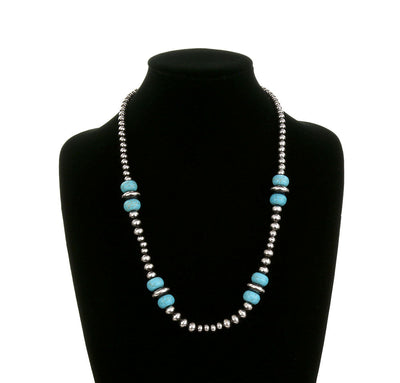 Campo Turquoise Bead & Saucer Necklace - 24"