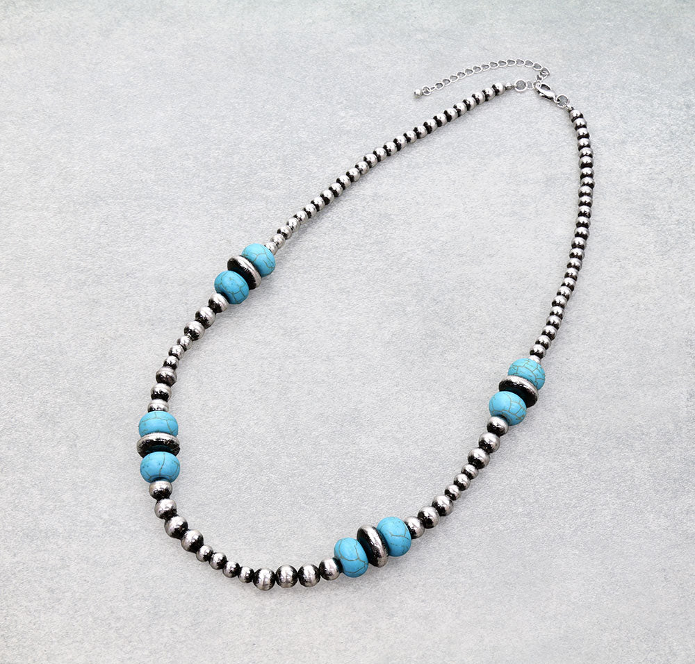 Campo Turquoise Bead & Saucer Necklace - 24"