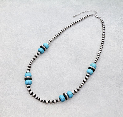 Campo Turquoise Bead & Saucer Necklace - 24"
