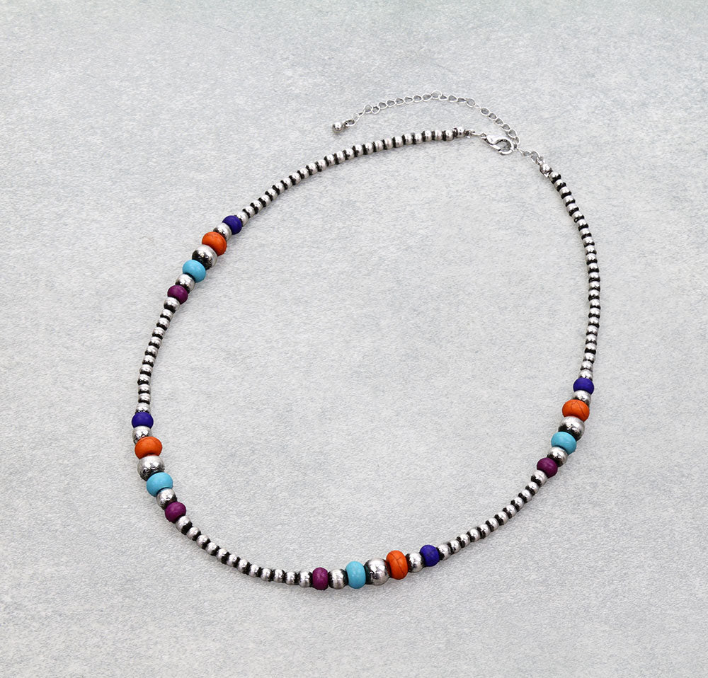 Stephanie Multicolor Bead Necklace - 18"