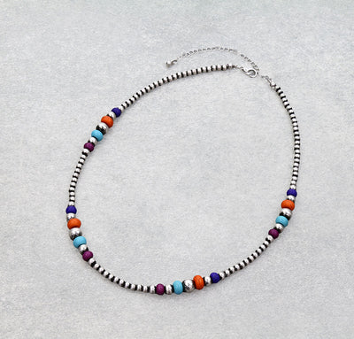 Stephanie Multicolor Bead Necklace - 18"