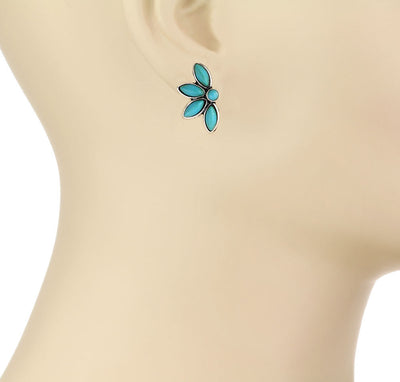 turquoise flower earring on mannequin