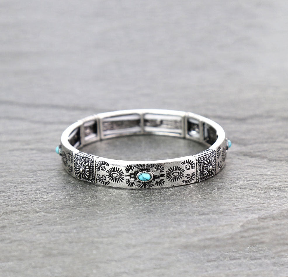 Eddy Aztec Style Stretch Bracelet - Turquoise