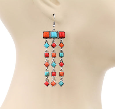 Henner Diamond Square Fashion Waterfall Earrings