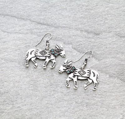 Stillwater Fashion Donkey Turquoise Stone Fish Hook Earrings