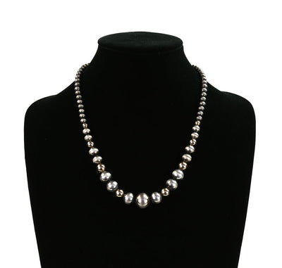 Perkins Graduated Silver Bead Necklace - 20"