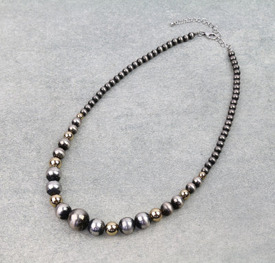 Perkins Graduated Silver Bead Necklace - 20"