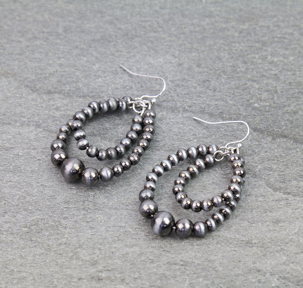 double teardrop silver pearl earrings
