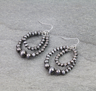 double teardrop silver pearl earrings