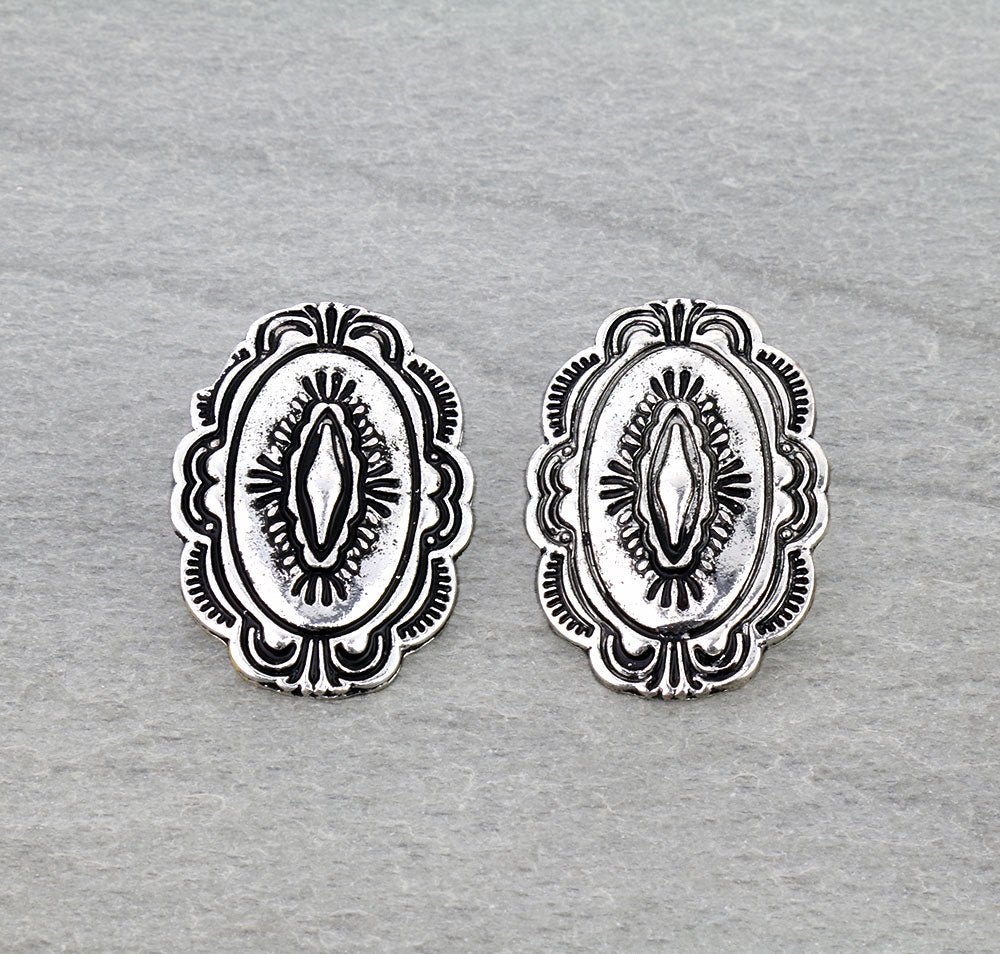 Colleen Scalloped Oval Concho Post Earrings