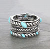 Turquoise Silver Twist Fashion Bracelet Set