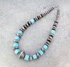 Claudia Large Bead Cube Fashion Silver & Navajo Pearl Necklace - Turquoise