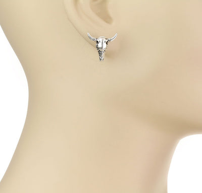 Cow Skull Concho Stud Earring Set - 3 pairs