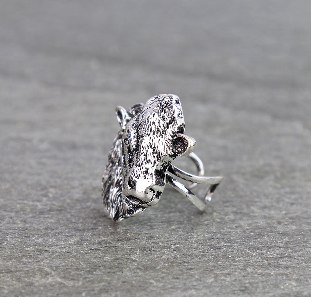 silver cow cuff ring