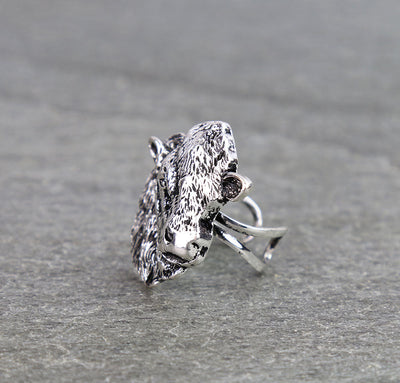 silver cow cuff ring