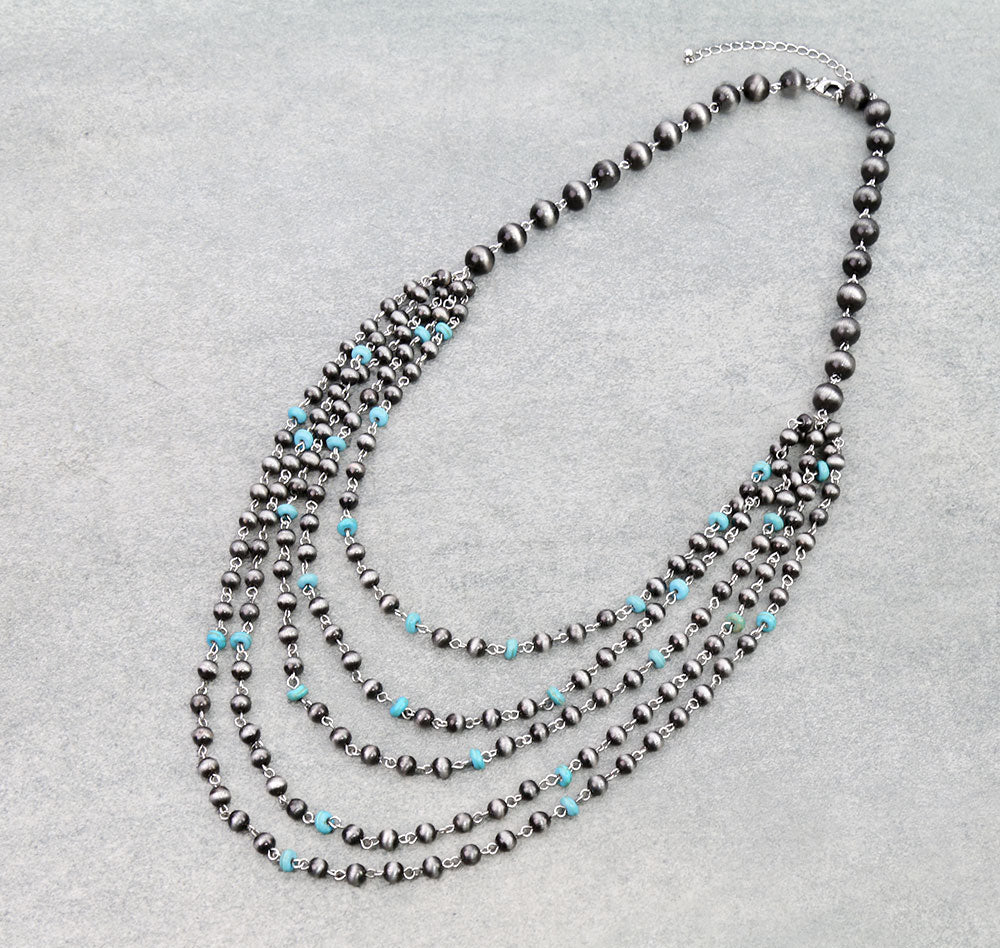 Anton Fashion Navajo 5 Linked Layer Necklace - 26"