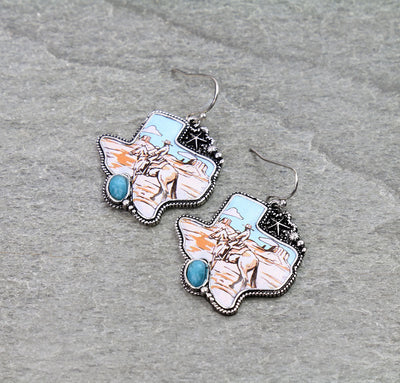 Texas Cowboy Scene Fashion Earrings