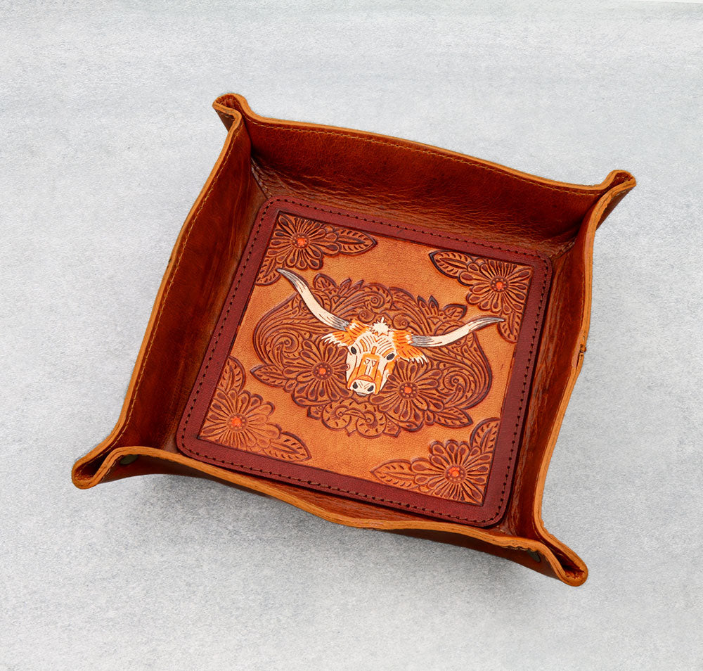 Lewis Genuine Tooled Leather Jewelry Tray