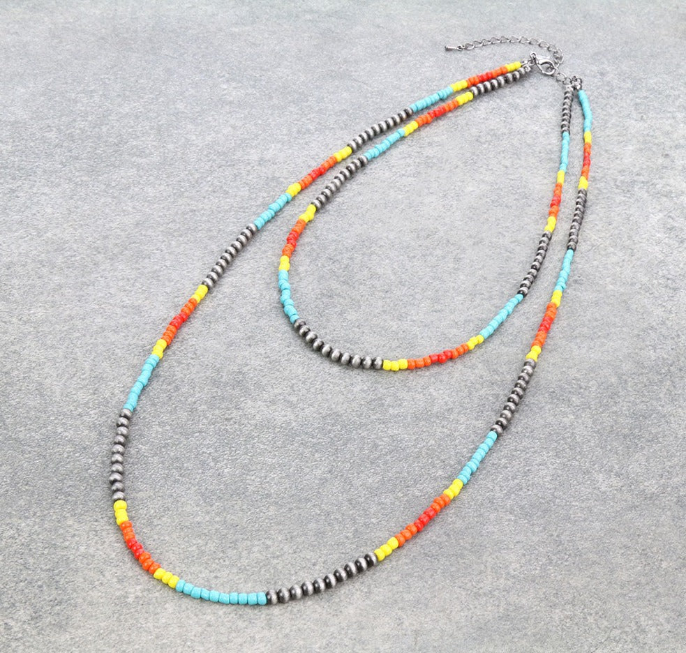 Jolene Double Layer Navajo & Seed Bead Necklace