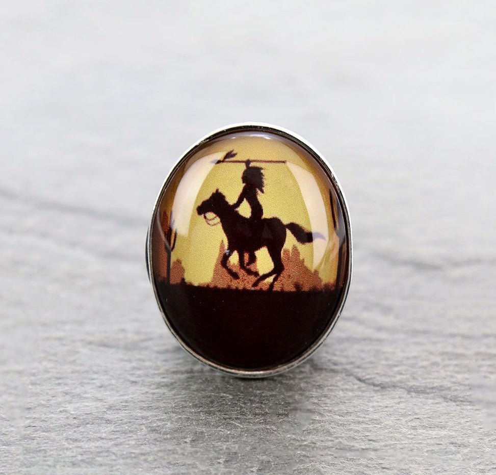 Wild West Scene Glass Bubble Phone Grip