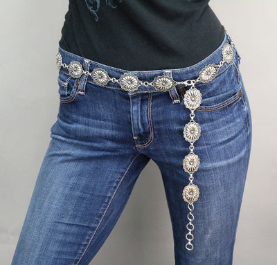 Delta Fashion Silver Concho Necklace/Belt Combination