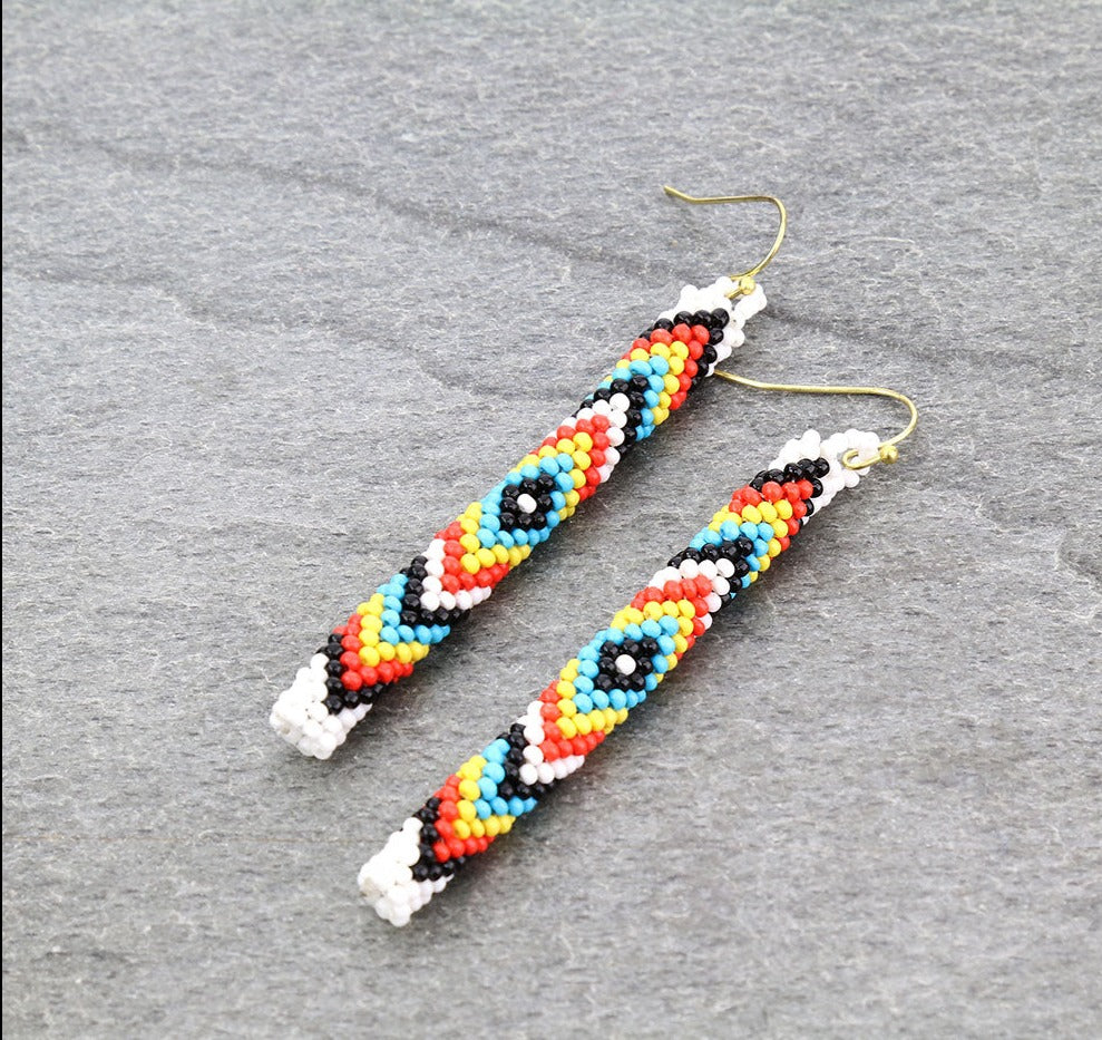 Mary Todd Fashion Seed Bead Ribbon Drop Earrings - 2.75"