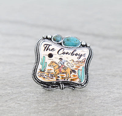 The Cowboys Print Stretch Fashion Ring