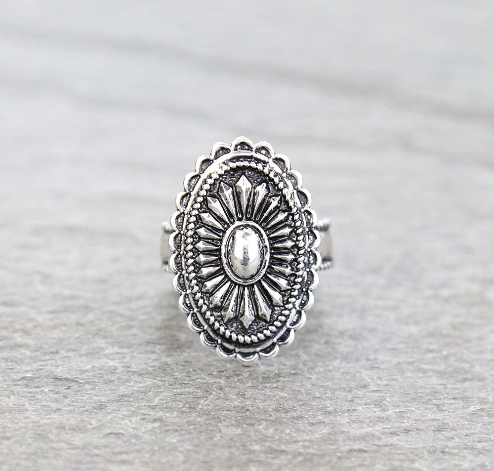 Sundance Scalloped Oval Concho Stretch Fashion Ring