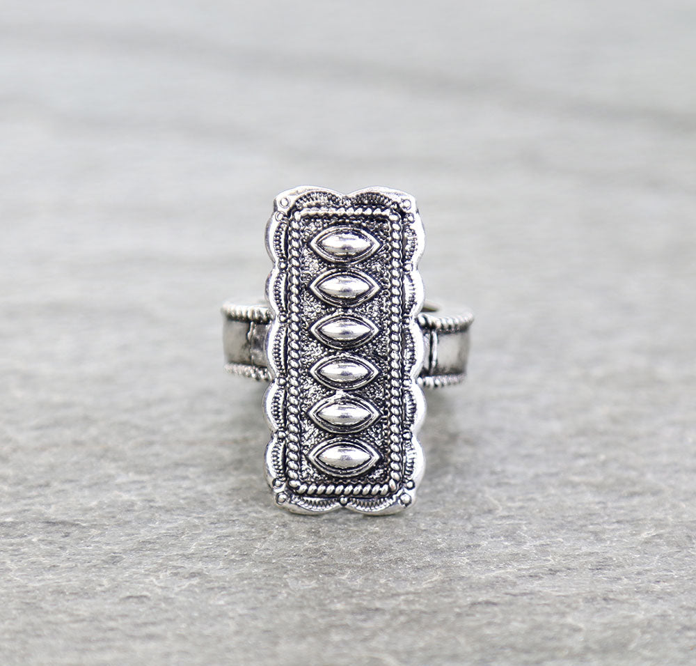 silver concho bar ring