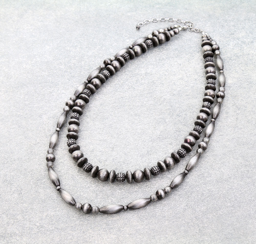double strand silver necklace
