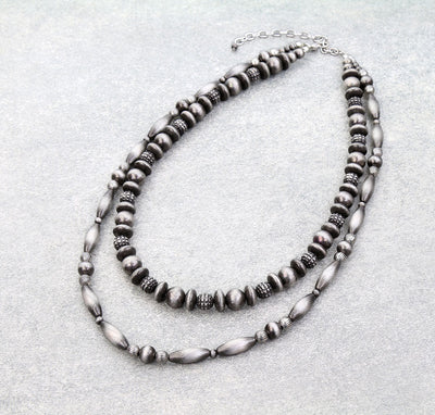 double strand silver necklace