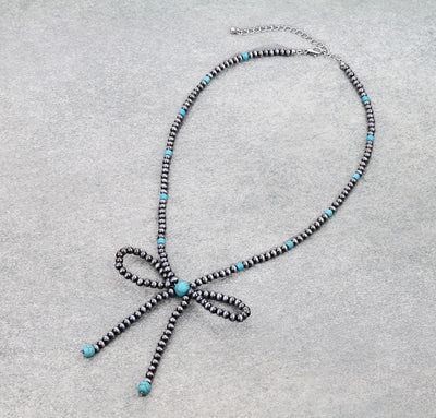 Fashion Navajo & Stone Bow Necklace