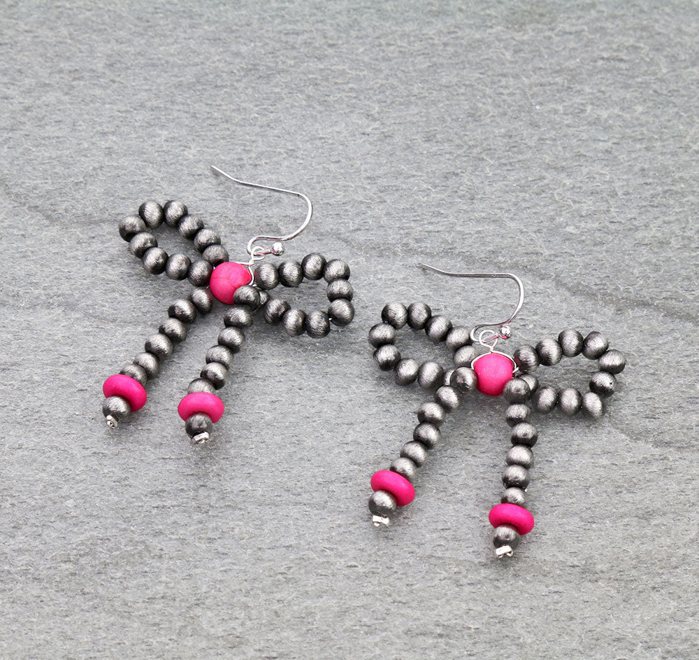 Fun Times Fashion 3mm Navajo & Bead Bow Earrings