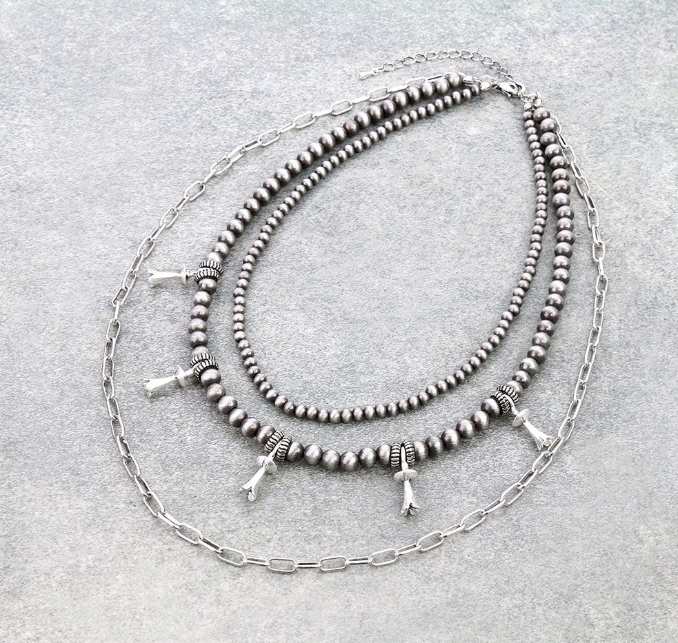 3 Layer Flute Blossom Navajo Fashion Necklace