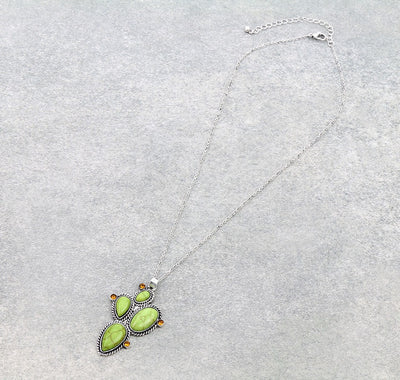 Prickly Cactus Necklace With Sparkle Stone Accents