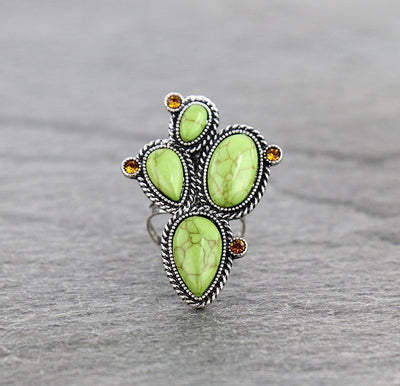 Prickly Cactus Ring With Sparkle Stone Accents