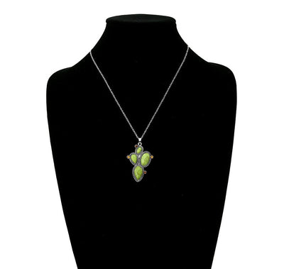 Prickly Cactus Necklace With Sparkle Stone Accents