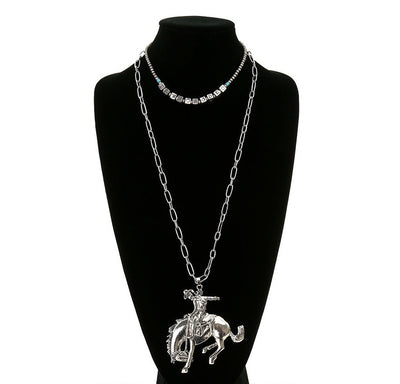 Let's Rodeo Blocks Double Layer Fashion Necklace