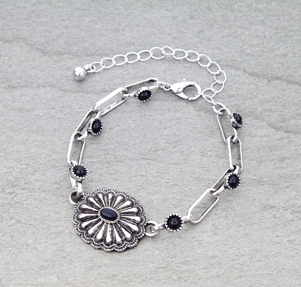 Sandy Fashion Concho Paperclip Bracelet With Soldered Stones