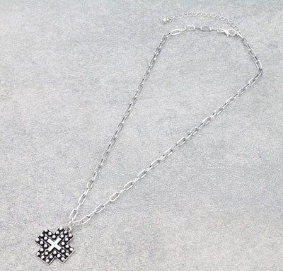 Wallen Fashion Studded Cross Necklace - 18"