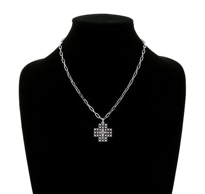 Wallen Fashion Studded Cross Necklace - 18"