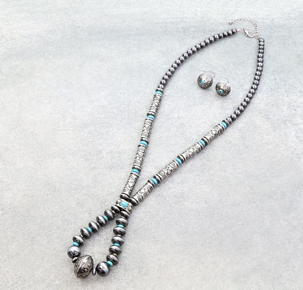 Cumberland Fashion Silver Cylinder & Turquoise Loop Necklace Or Earrings