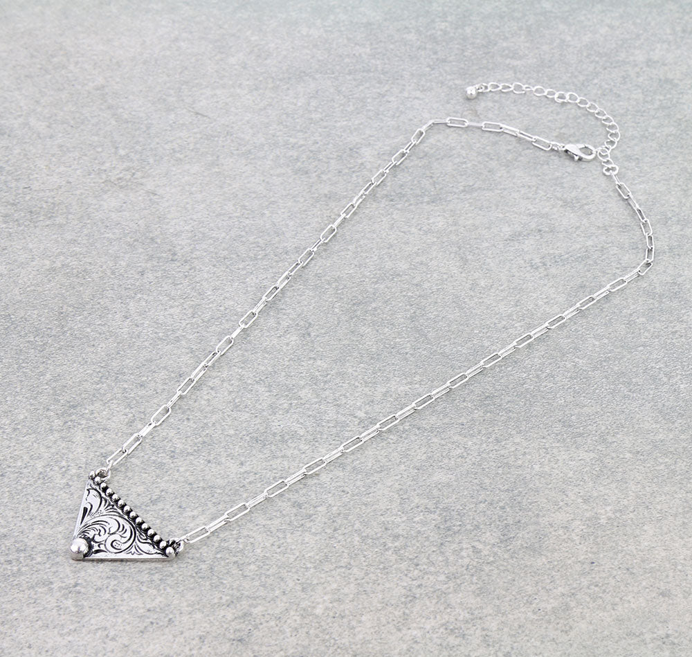 Atlas Fashion Tooled Triangle Necklace - 16"