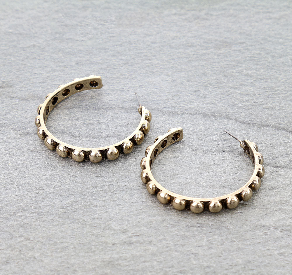 Avila Fashion  Studded Hoop Earrings - 1.5"