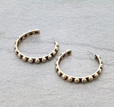 Avila Fashion  Studded Hoop Earrings - 1.5"
