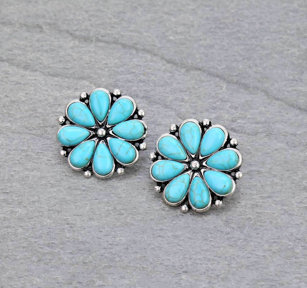 Foster Stone Flower Fashion Earrings - 1.15"